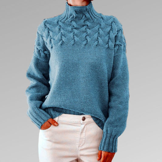 Jacinthe | Pull Femme Col Roulé Tricot Câble - Image 2