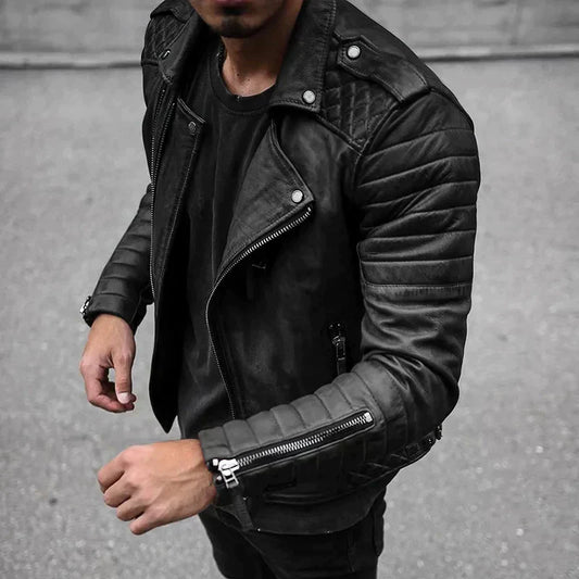 Julio | Veste de motard en cuir slim fit pour homme - Image 2