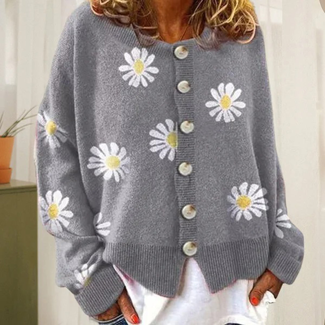 Christine | Pull à Fleurs Boutonné pour Femme - Image 6