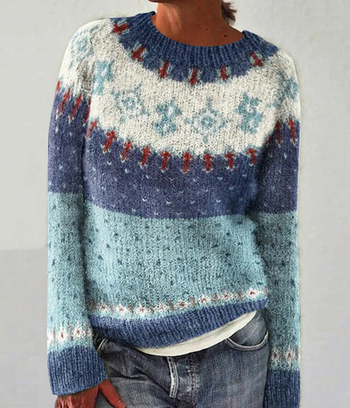Thelma | Pull Femme Col Rond Motif Fair Isle - Image 1
