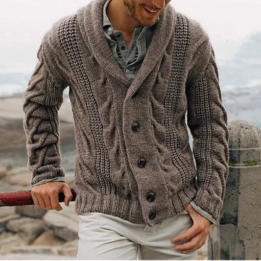 Jessy | Pull Homme Col Châle Tricot Câble - Image 2