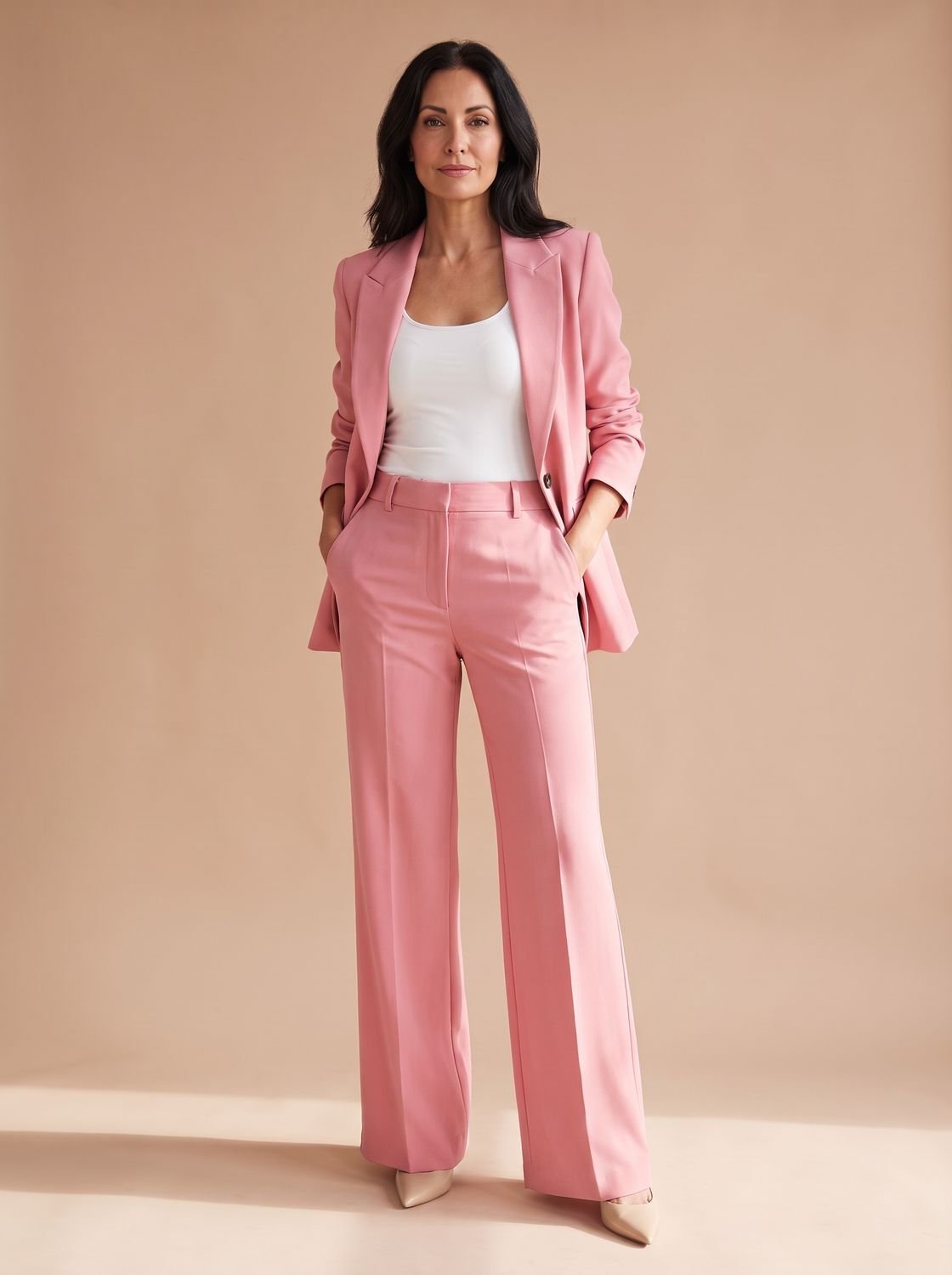 Elegant todelt buksesæt til kvinder med blazer