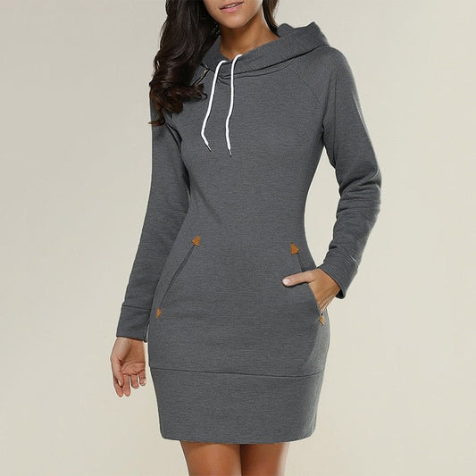 Solène | Robe Mini à Capuche et Cordon de Serrage Femme - Image 2