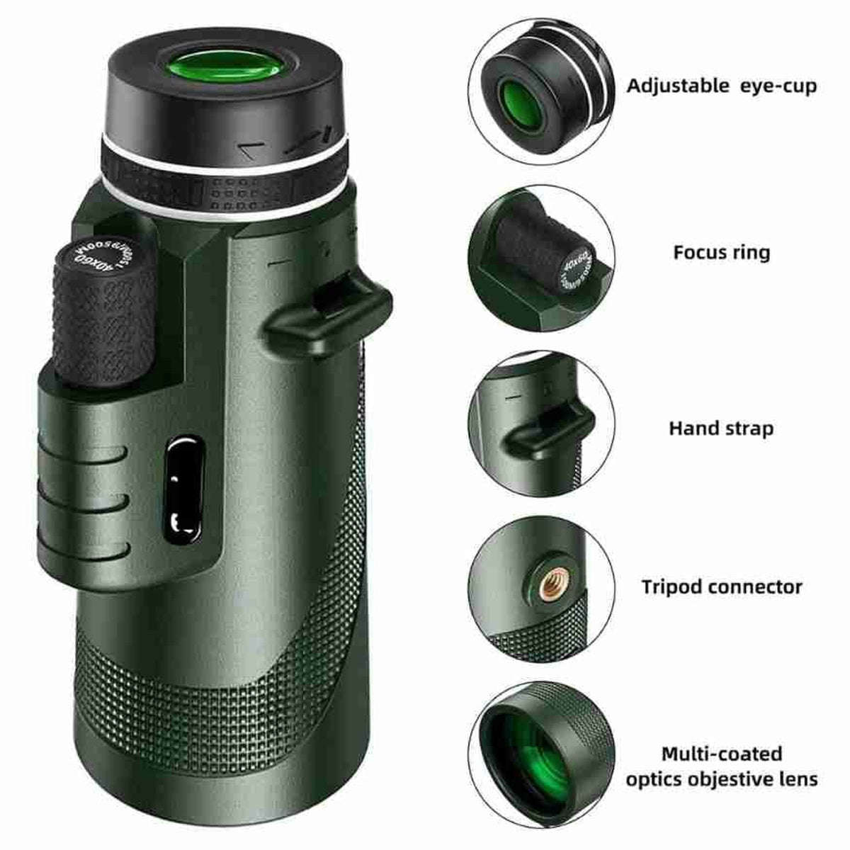 Kompakt ultrazoom monokulær kikkert med HD-linse til vandreture og fuglekiggeri