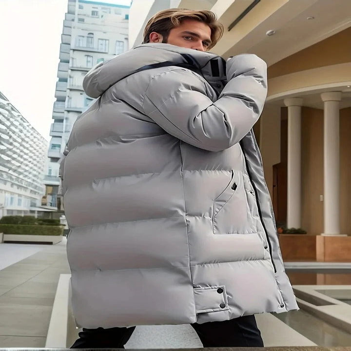 Lang vandtæt herrejakke til vinter og sne