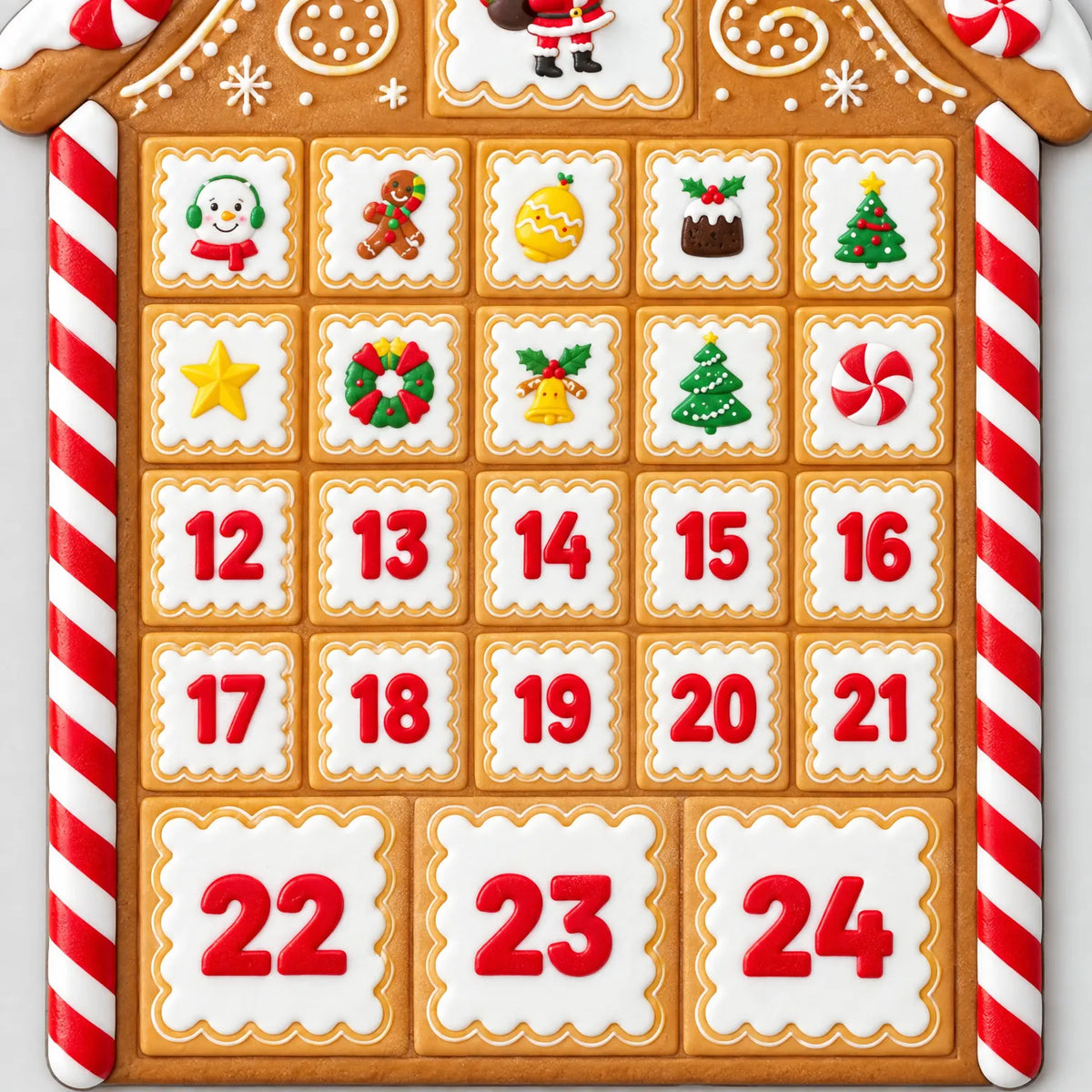 Magnetisk peberkagehus-julekalender – julekalender til køleskab med 24 julemagneter, 37,5 x 28,5 cm