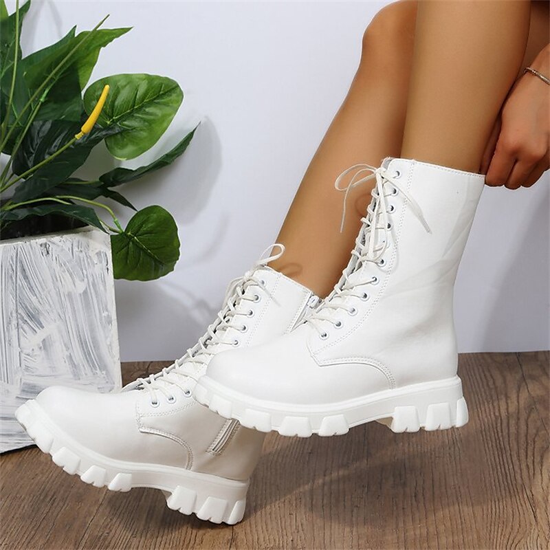 Christine | Bottes Combat Mi-Mollet à Lacets pour Femmes - Image 2