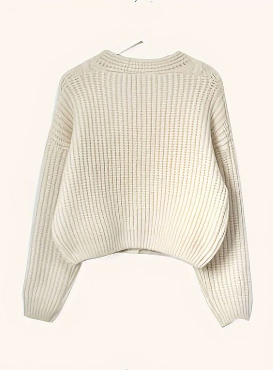 Oversized kabelstrikket cardigan med knapper til damer