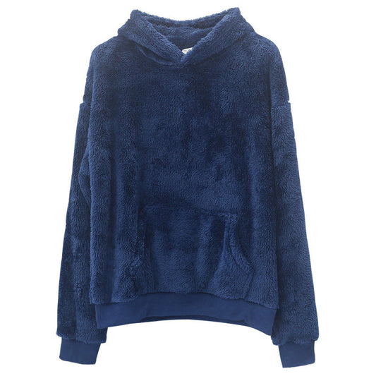 Unisex hyggelig teddyfleece-hættetrøje med oversized pasform og kængurulomme