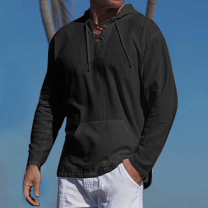 Jean | Sweat à capuche homme à lacets et manches longues - Image 1