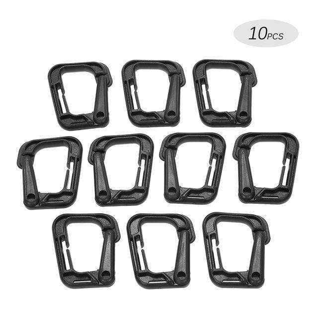 10-Pak låsbare D-ring clips til Molle-stropper
