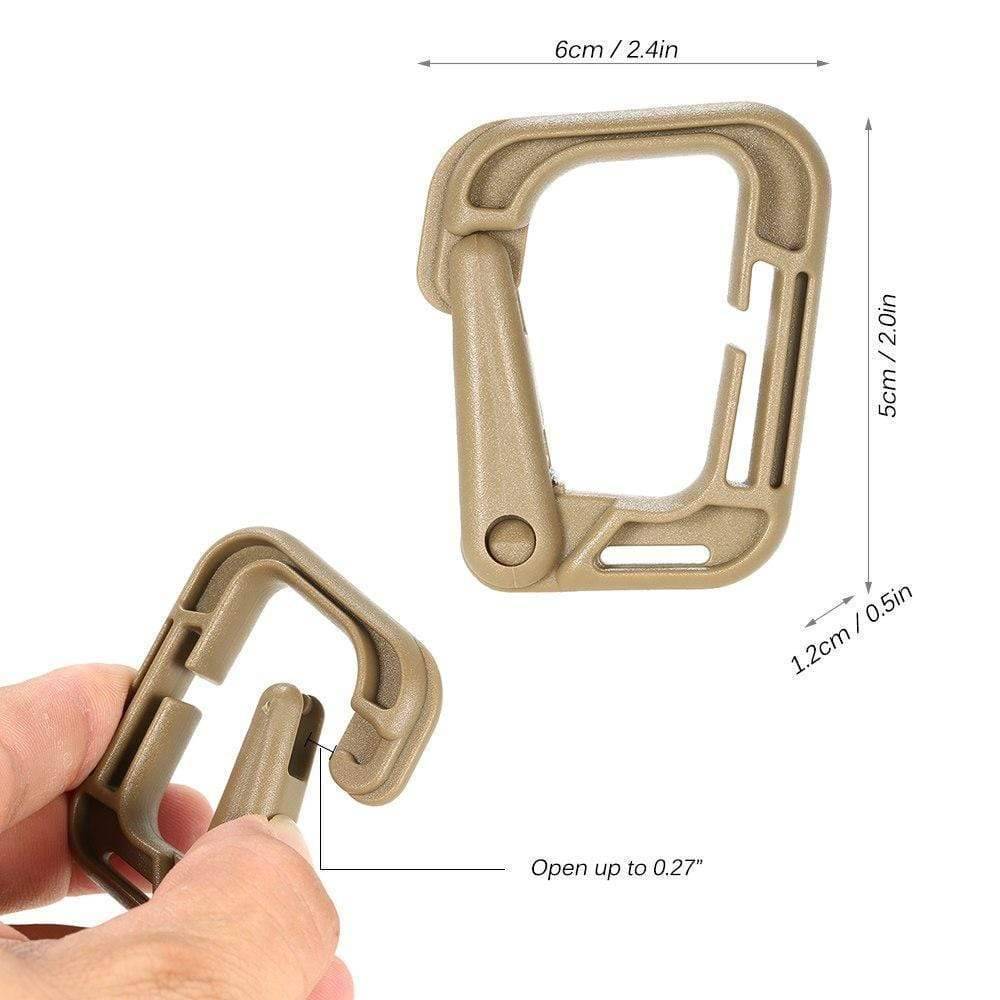 10-Pak låsbare D-ring clips til Molle-stropper