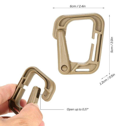 10-Pak låsbare D-ring clips til Molle-stropper