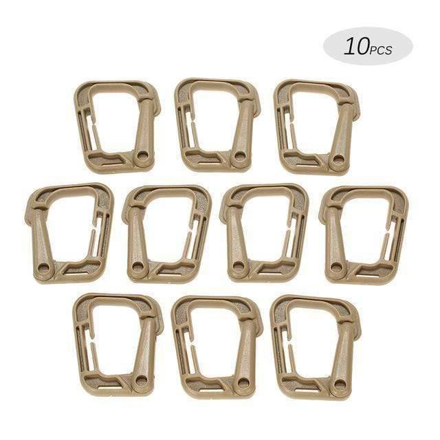 10-Pak låsbare D-ring clips til Molle-stropper