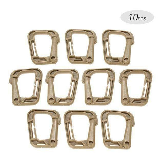 10-Pak låsbare D-ring clips til Molle-stropper
