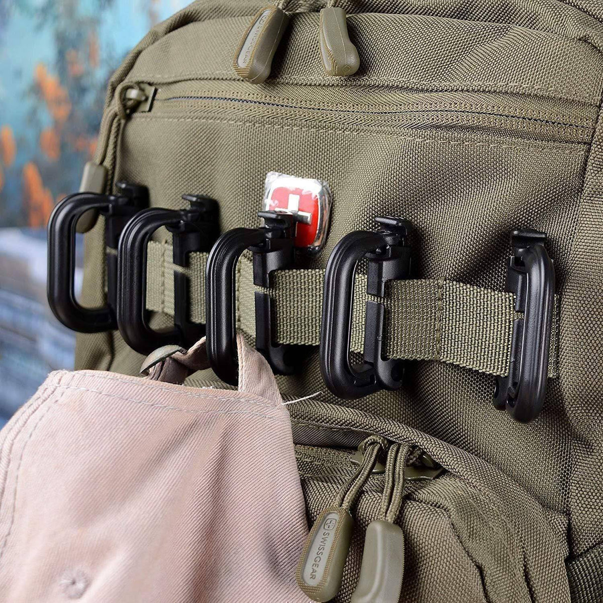 10-Pak låsbare D-ring clips til Molle-stropper