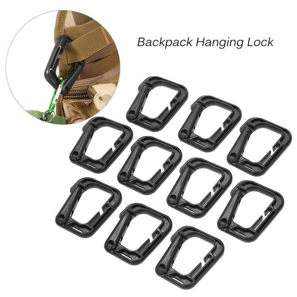 10-Pak låsbare D-ring clips til Molle-stropper