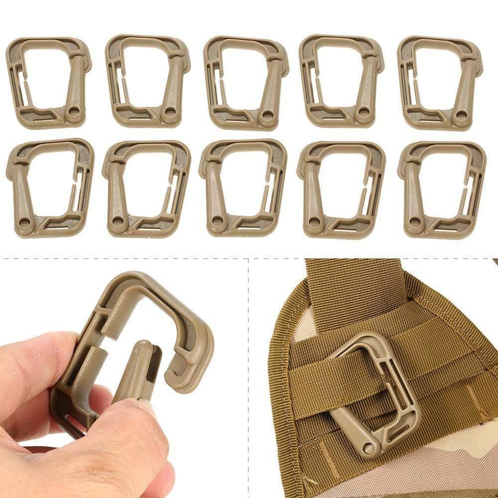 10-Pak låsbare D-ring clips til Molle-stropper