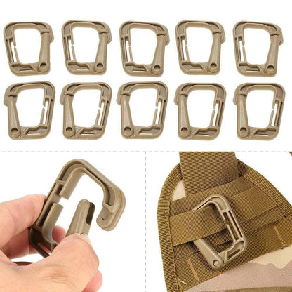 10-Pak låsbare D-ring clips til Molle-stropper