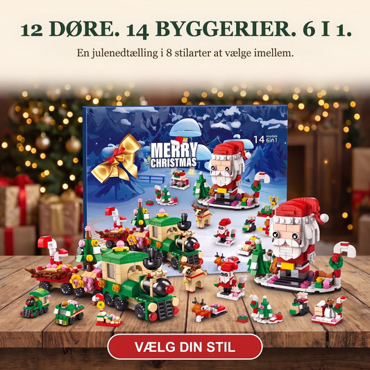 12-dages julekalender med klodser, 14 byggerier 6-i-1, 8 varianter