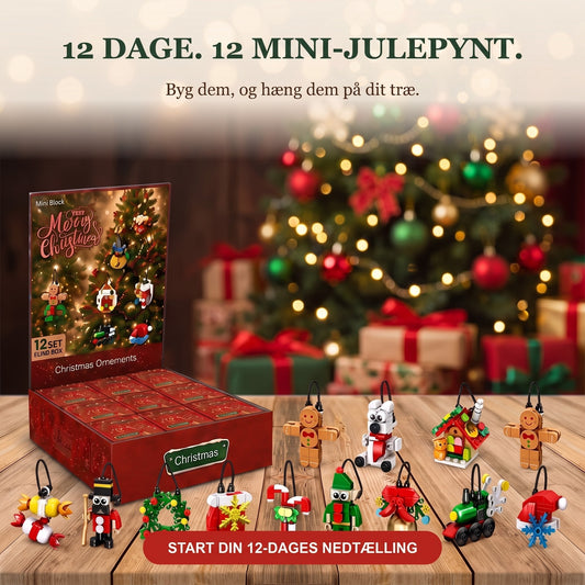 12-Dages Julenedtælling med Mini-Julepynt, Blind Box i Klodser