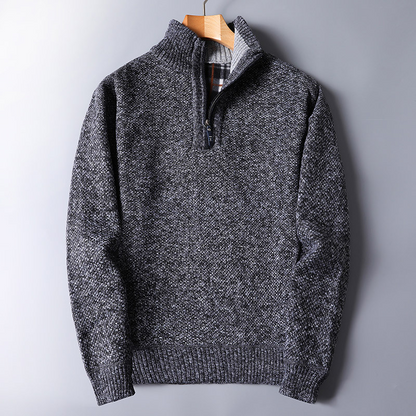 Pierre | Pull Homme Maille Côtelée Demi-Zip - Image 1