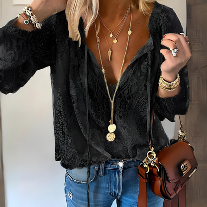 Sara | Chemisier boho élégant avec encolure en trou de serrure - Image 3