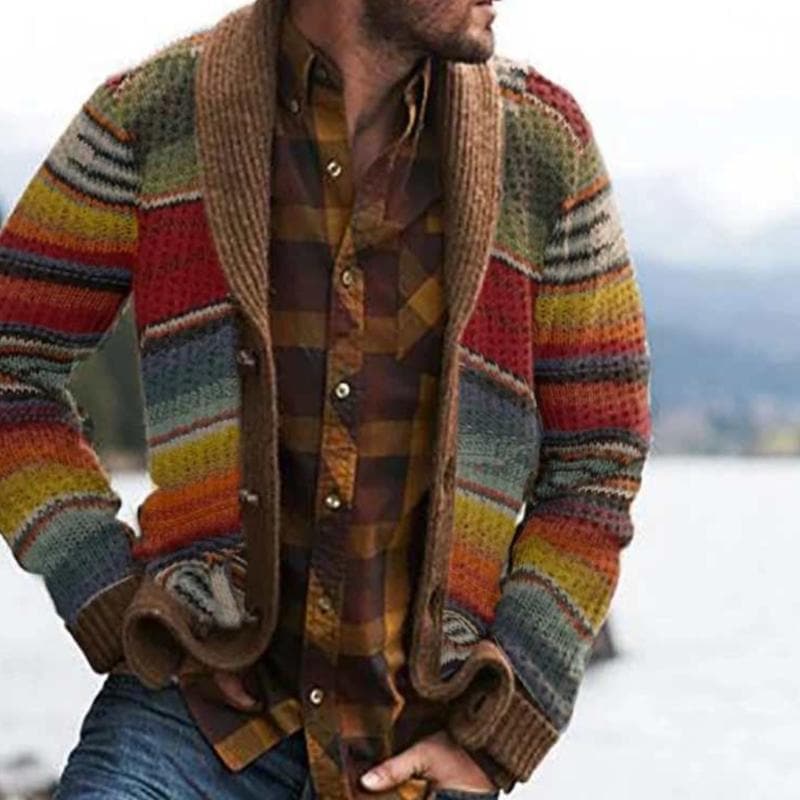 Jimmy | Cardigan Homme Col Châle Rayé - Image 1
