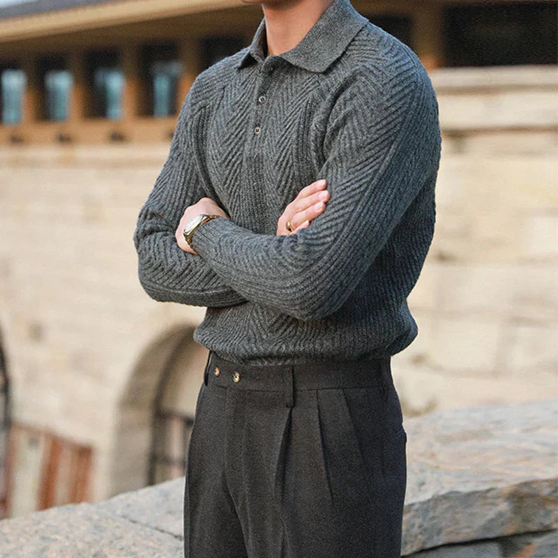 Roméo | Pull Polo Homme en Tricot Texturé - Image 6