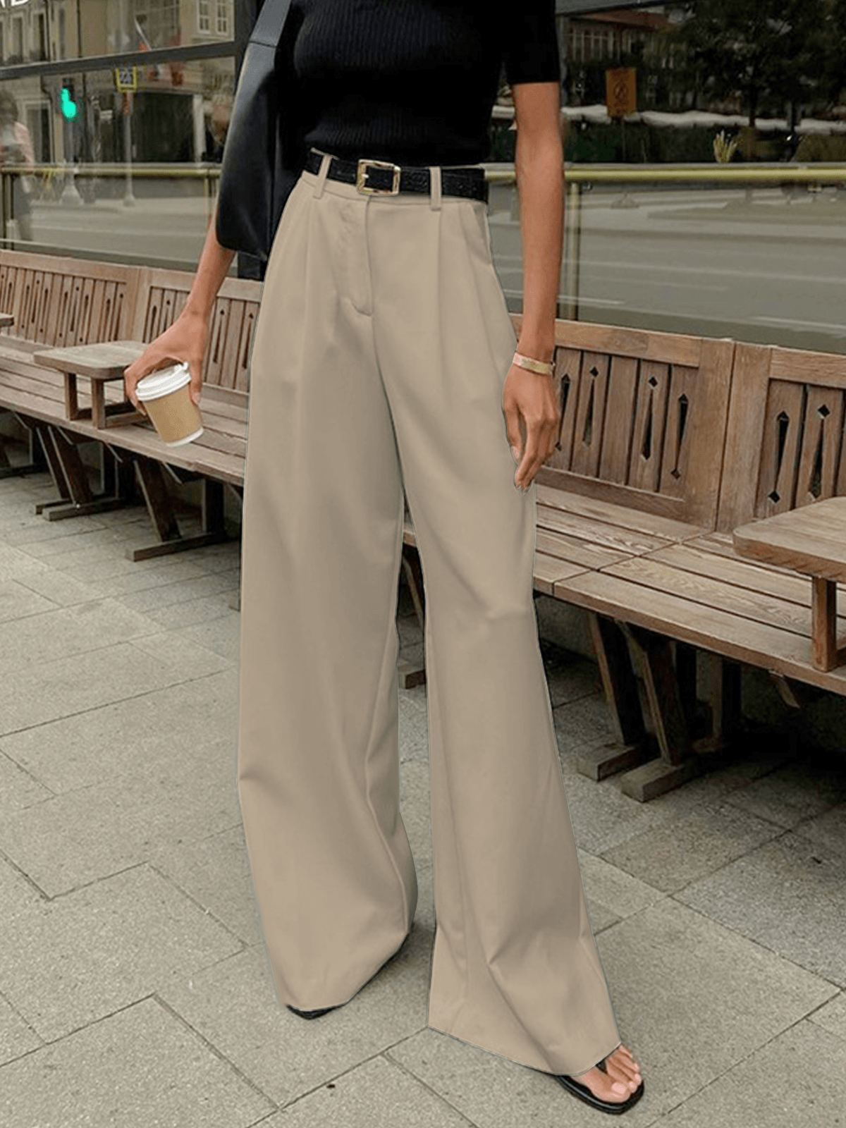 Paloma | Pantalon tailleur plissé à taille haute pour femmes - Image 3