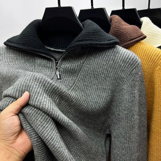 Maurice | Pull Homme Maille Côtelée à Col Zippé - Image 2