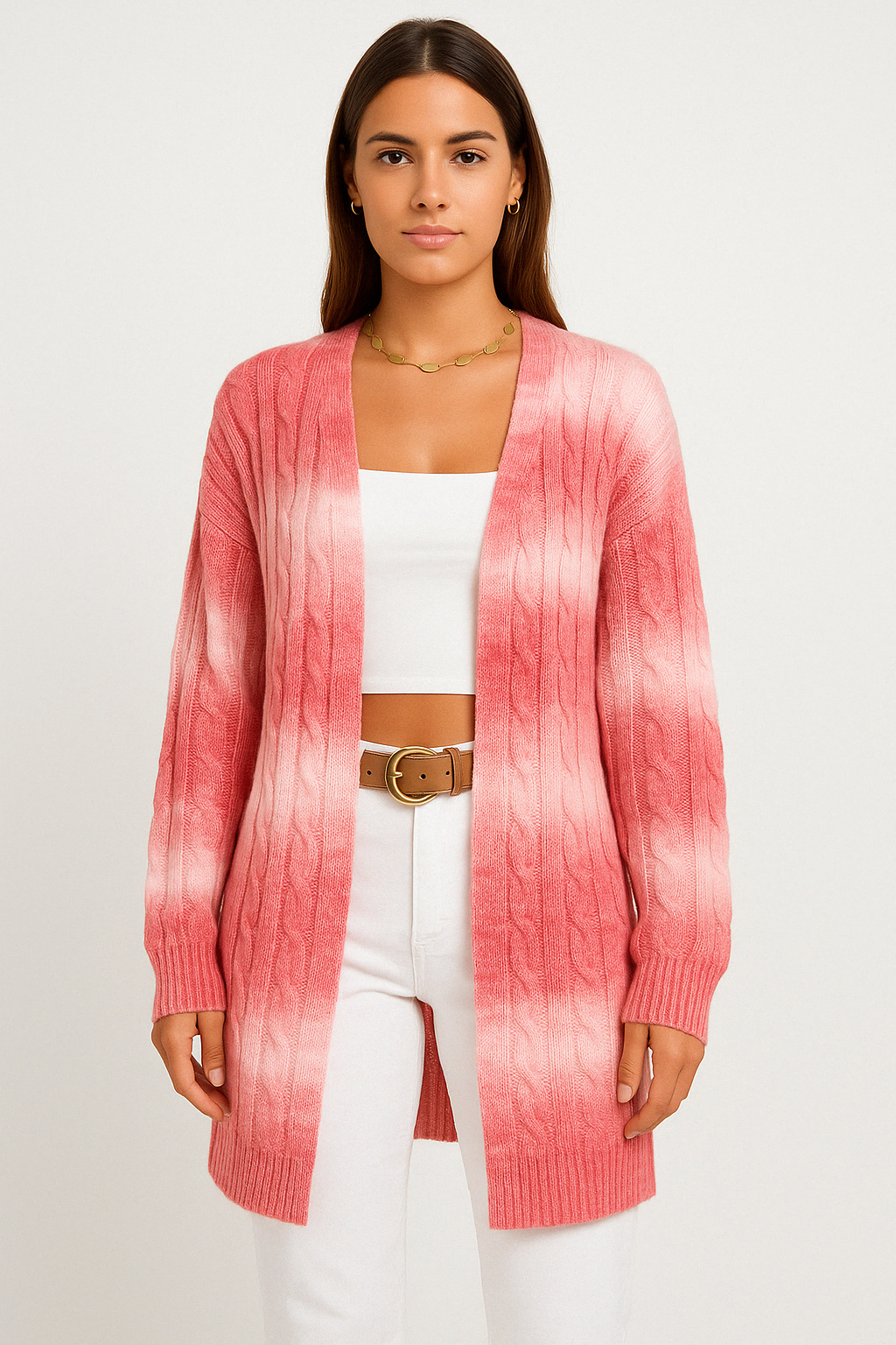 Tatiana | Cardigan Femme Ouvert Devant Tricot Câbles - Image 2