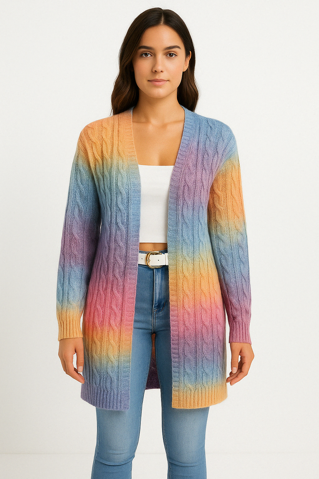 Tatiana | Cardigan Femme Ouvert Devant Tricot Câbles - Image 3
