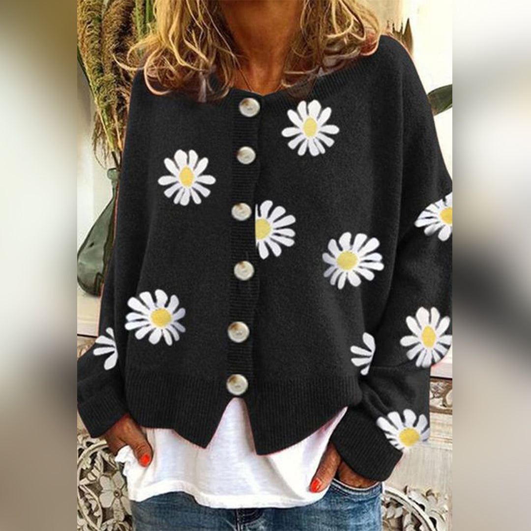 Christine | Pull à Fleurs Boutonné pour Femme - Image 3