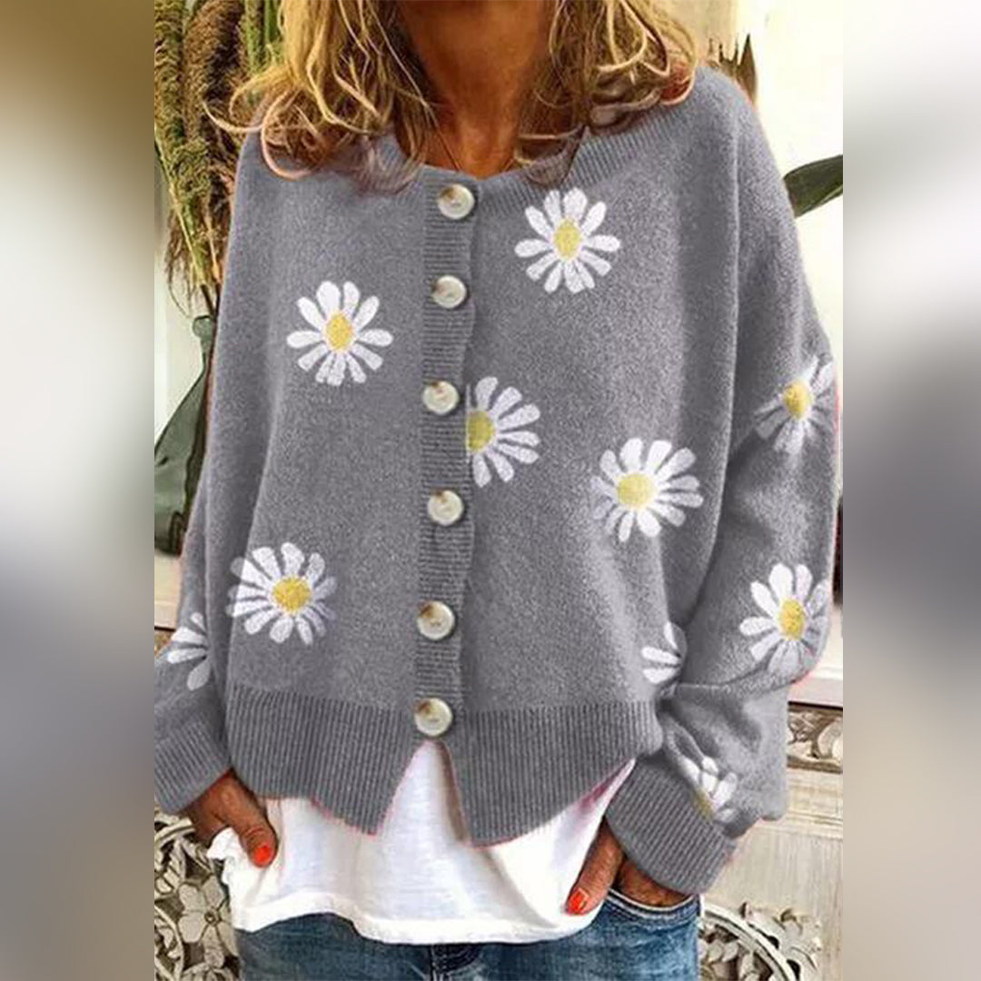 Christine | Pull à Fleurs Boutonné pour Femme - Image 4