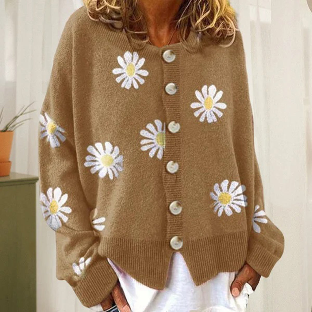 Christine | Pull à Fleurs Boutonné pour Femme - Image 5