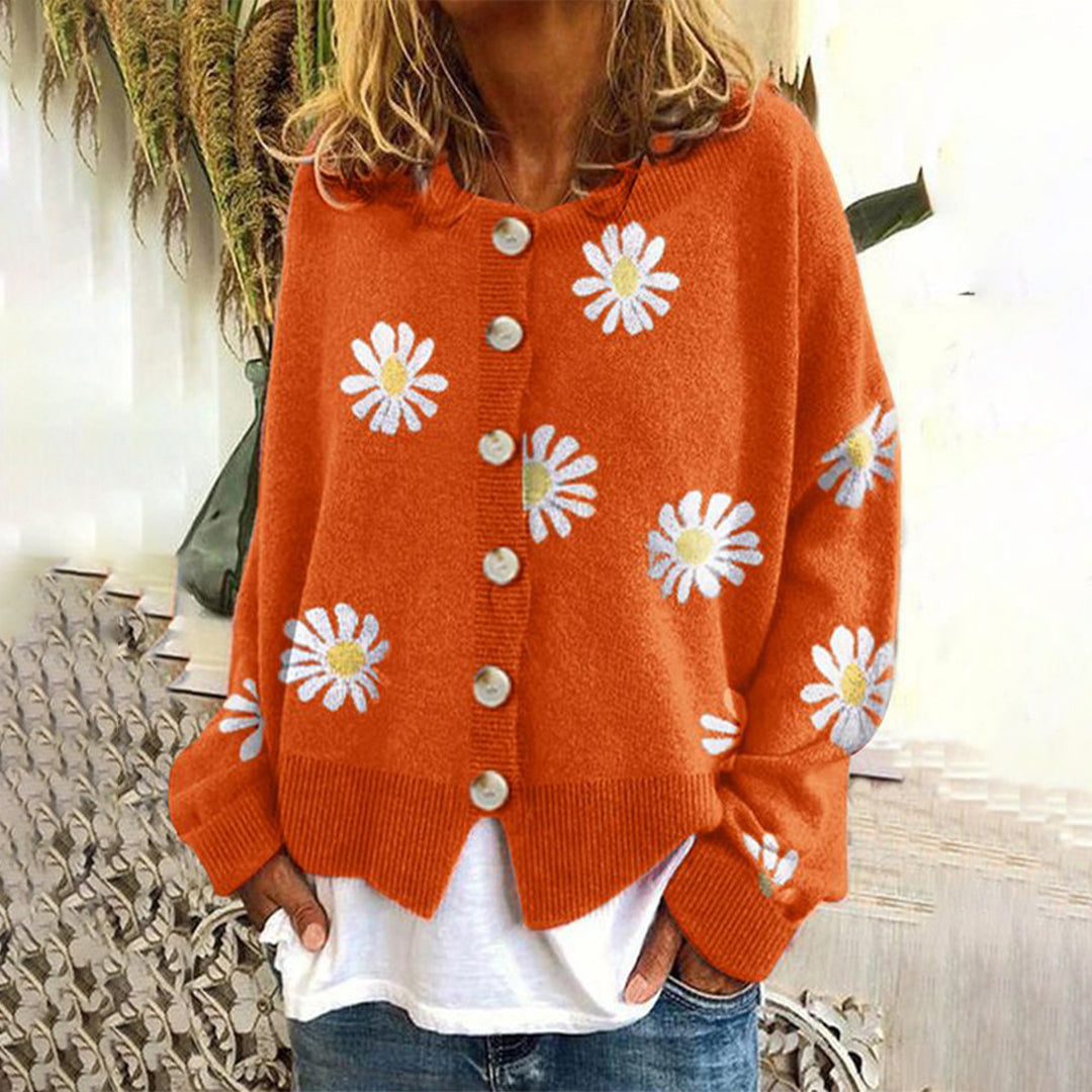 Christine | Pull à Fleurs Boutonné pour Femme - Image 2