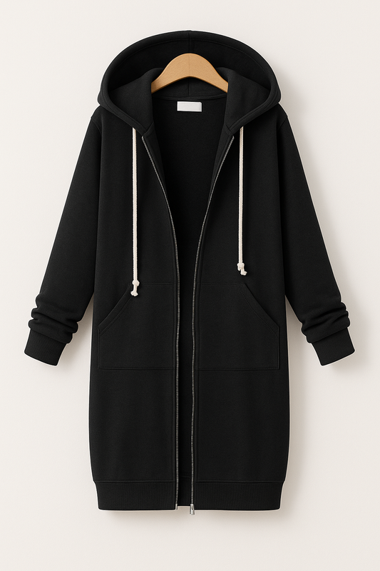 Élodie | Veste à Capuche Longue Zippée Intégrale Femme - Image 1