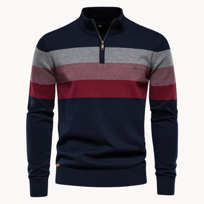 Erwan | Pull rayé à quart de fermeture éclair pour homme - Image 1