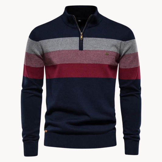 Erwan | Pull rayé à quart de fermeture éclair pour homme - Image 1