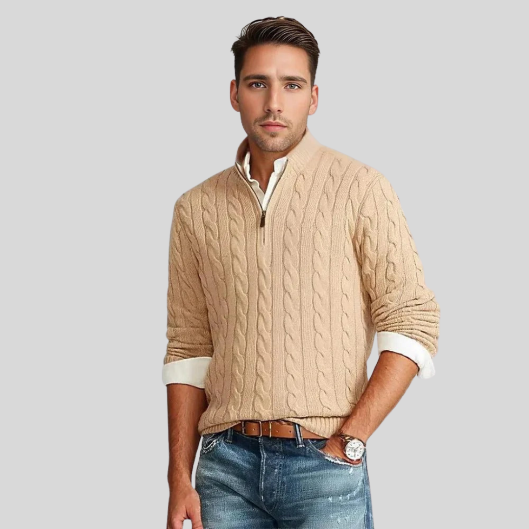 Ben | Pull Homme Maille Côtelée à Col Zippé - Image 2