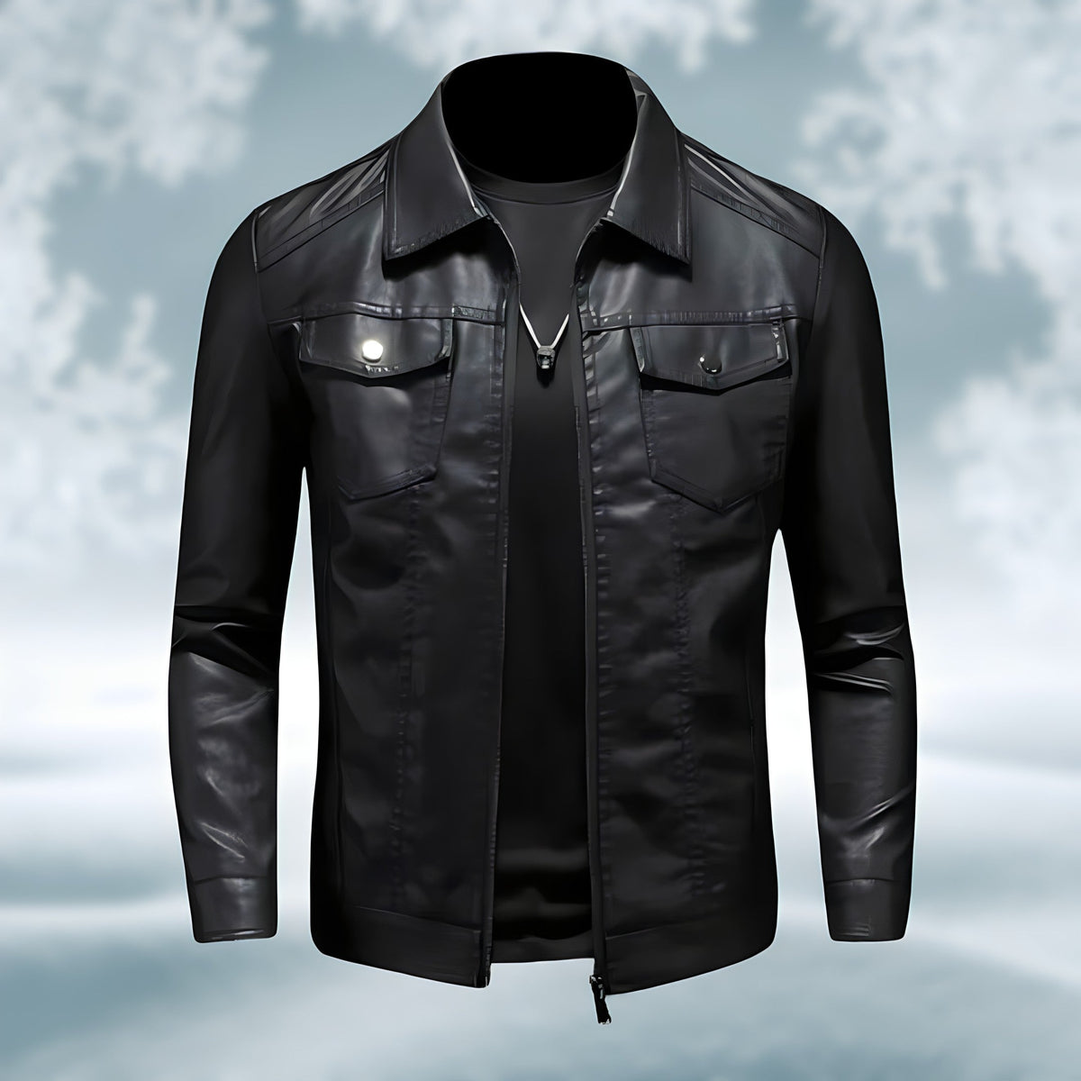 Julio | Veste en cuir à col pour homme - Image 1