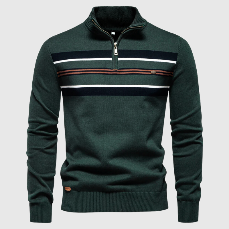 Tanguy | Pull rayé à col zippé pour homme - Image 1