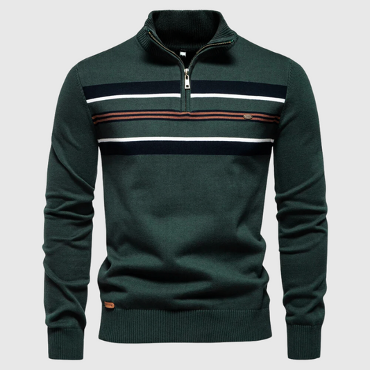 Tanguy | Pull rayé à col zippé pour homme - Image 1