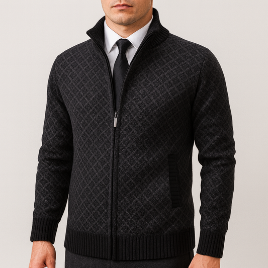 Honoré | Pull Homme Entièrement Zippé Motif Diamants - Image 1