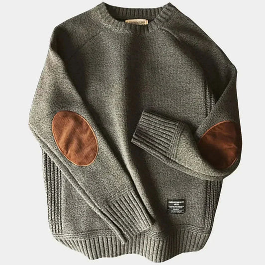 Bruno | Pull Homme Col Rond avec Empiècements aux Coudes - Image 1