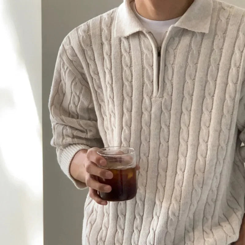Maor | Pull Homme Col Zippé Maille Côtelée - Image 3