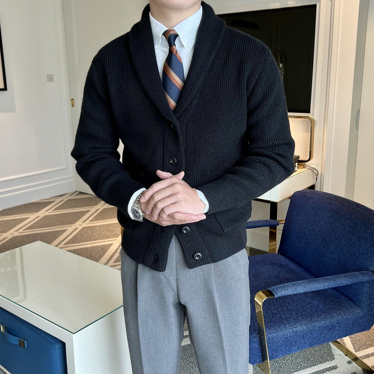 Franck | Veste Tricot Homme Col Châle - Image 3