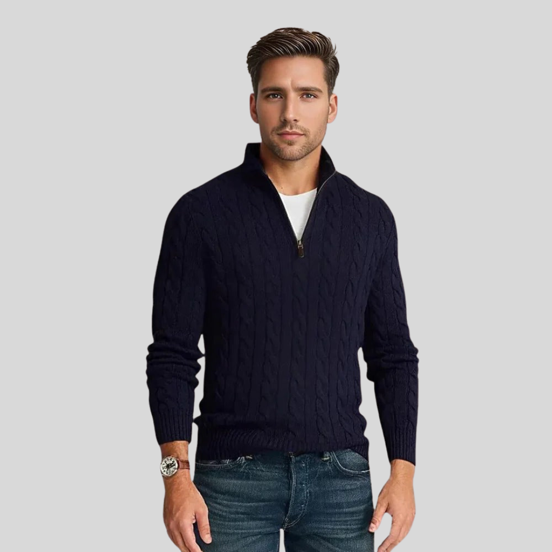 Ben | Pull Homme Maille Côtelée à Col Zippé - Image 4