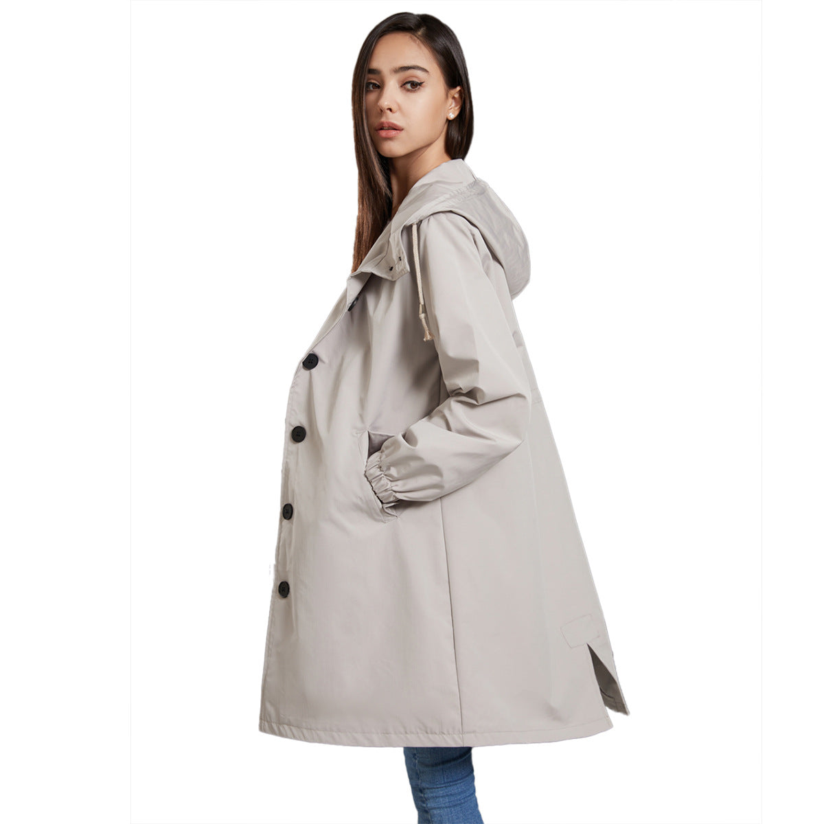 Maude | Manteau Long Trapèze à Capuche pour Femme - Image 3